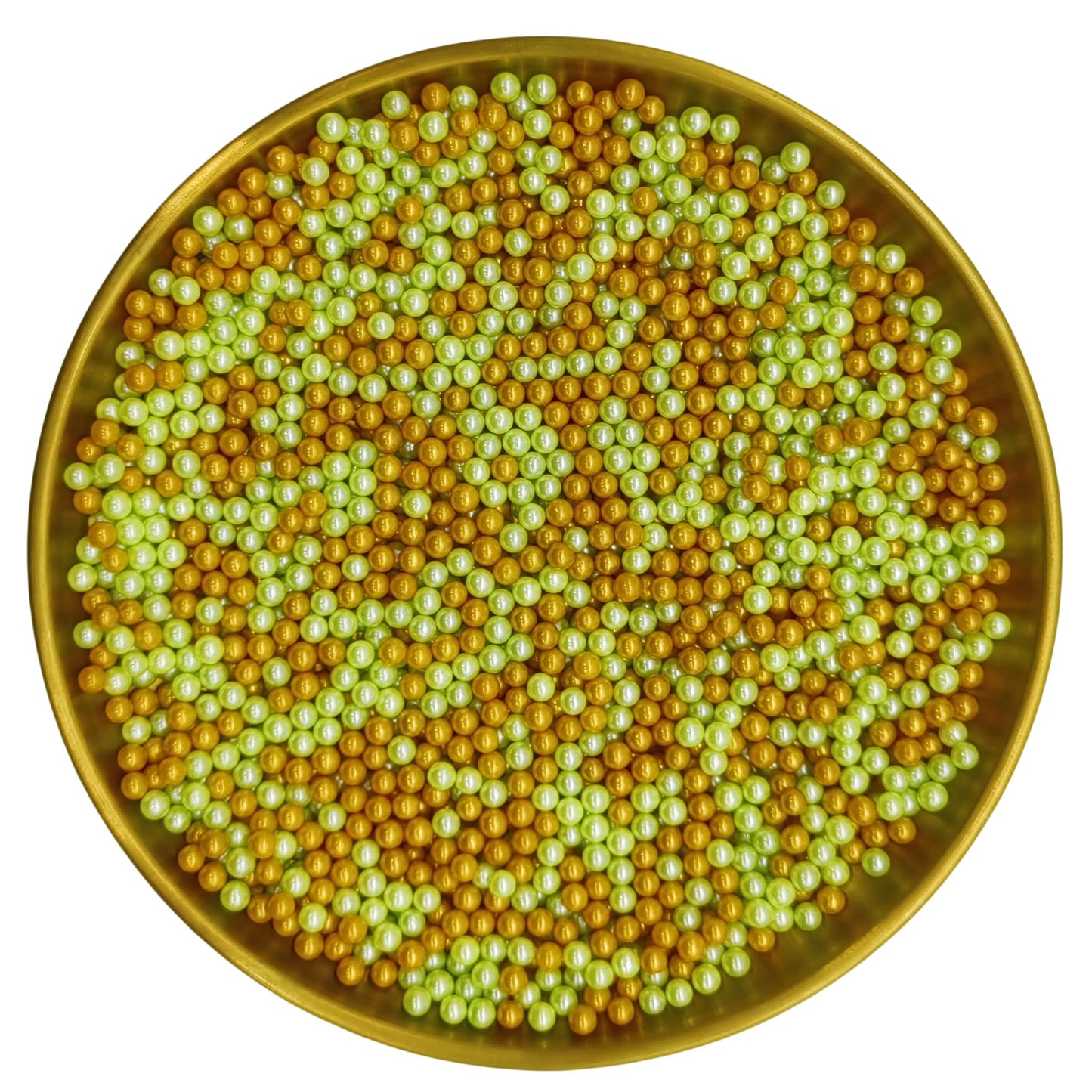 Edible Light Green & Gold Pearl Sugar Sprinkles Candy 4Mm Mini Pearls Cake Decorations Cupcake Toppers Cookie Decorating Perfect
