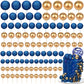 Tondiamo Foam Balloons Cake Topper Set, 108 Pcs for Weddings & Birthdays, Bright Blue & Gold, Multi Sizes, Model SD-Tondiamo-75220