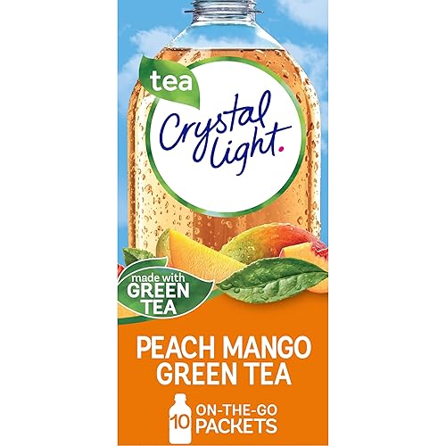 Crystal Light Peach Mango Green Tea Naturally Flavored Powdered Drink Mix, 10 Ct On-The-Go-Packets
