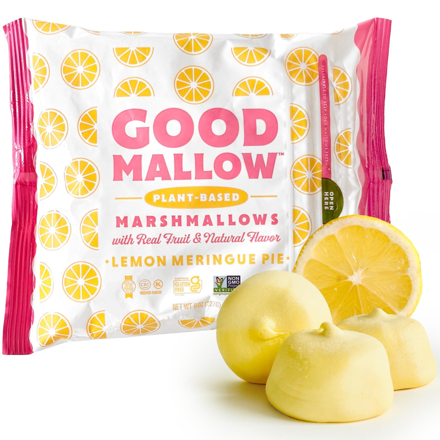 GoodMallow Vegan Marshmallows - Large Kosher Gluten Free - 8 Ounce - Natural Gelatin Free for Hot Chocolate and Baking