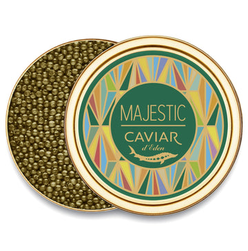 MAJESTIC Collection - Premium KALUGA Sturgeon Black Caviar - 1.1 oz / 30 g in Metal Jar - Kaluga Black Caviar with Classical Mal