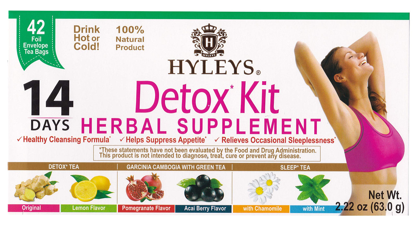 Hyleys Tea Wellness Tea 14 Days Detox Kit - 42 Tea Bags (12 Pack), 504Count