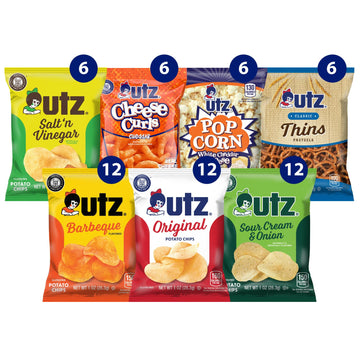 Utz Variety Pack of 60 Individual Potato Chip, Cheese Curl, Popcorn & Pretzel Snacks for On-the-Go