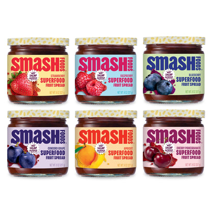 Smash Foods Jam Try Them All Variety Pack| Low-Calorie, No Sugar Added Keto Jam with Upcycled Fruit & Chia Seeds | Vegan, Paleo 