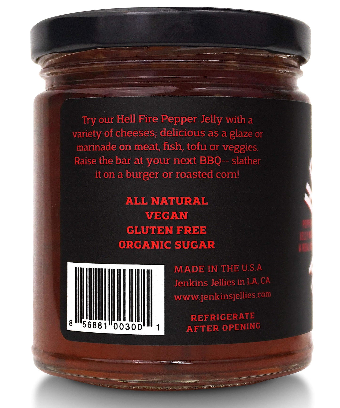 JENKINS JELLIES Hell Fire Hot Pepper Jelly - Sweet & Spicy Jalapeño - Gluten Free, Vegan - 2 x 11 Ounces