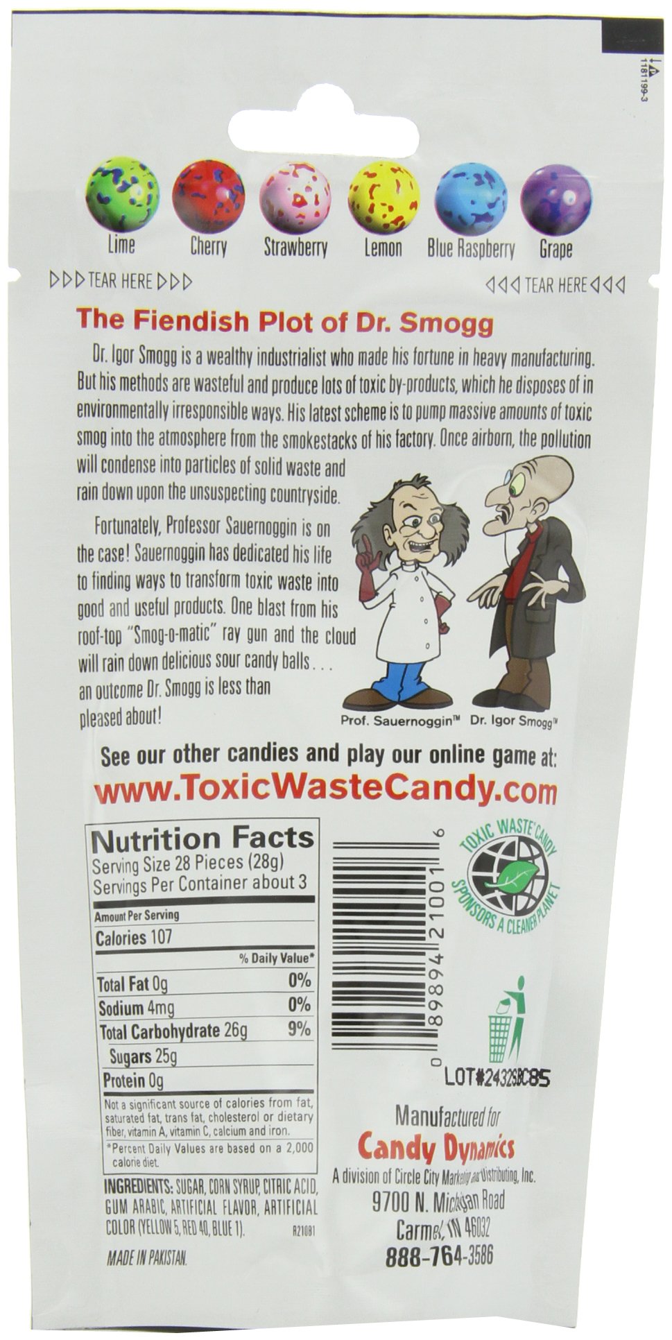 Toxic Waste Smog Balls Candy Gusseted Bags, 3 Oz (Pack Of 12)