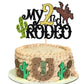 ZHUOWEISM Cake Topper for 2nd Birthday Party, Brown Glitter Cactus Decoration, Western Theme