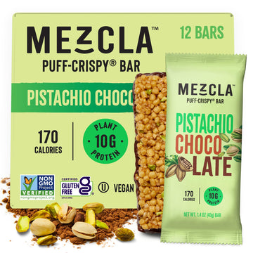Mezcla Vegan Protein Bars, Gluten Free Snack Made With Dark Chocolate, Pea Protein, Pistachios And Other Premium Ingredients, He