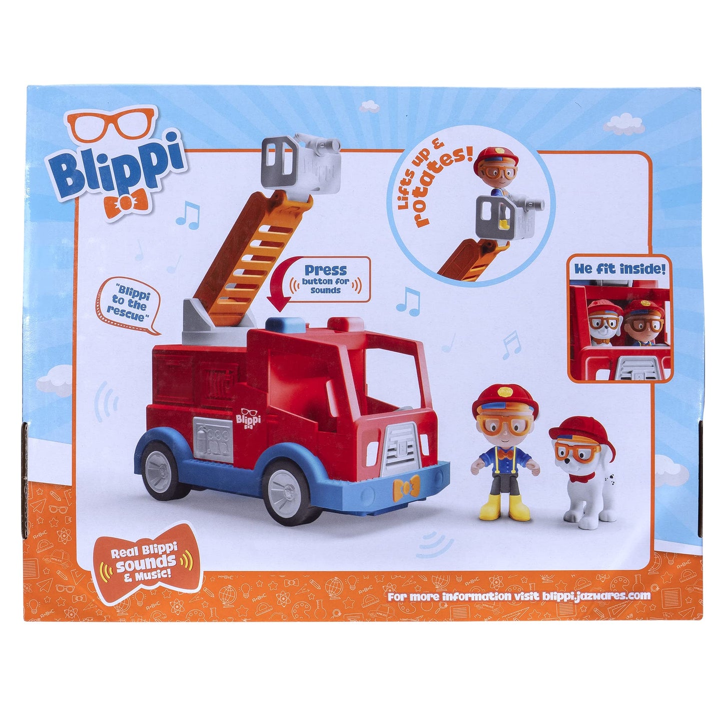 Blippi Fire Truck - Fun Vehicles With Freewheeling Features Including 3 Firefighter And Fire Dog, Sounds And Phrases - Educational Vehicles For Toddlers And Young Kids