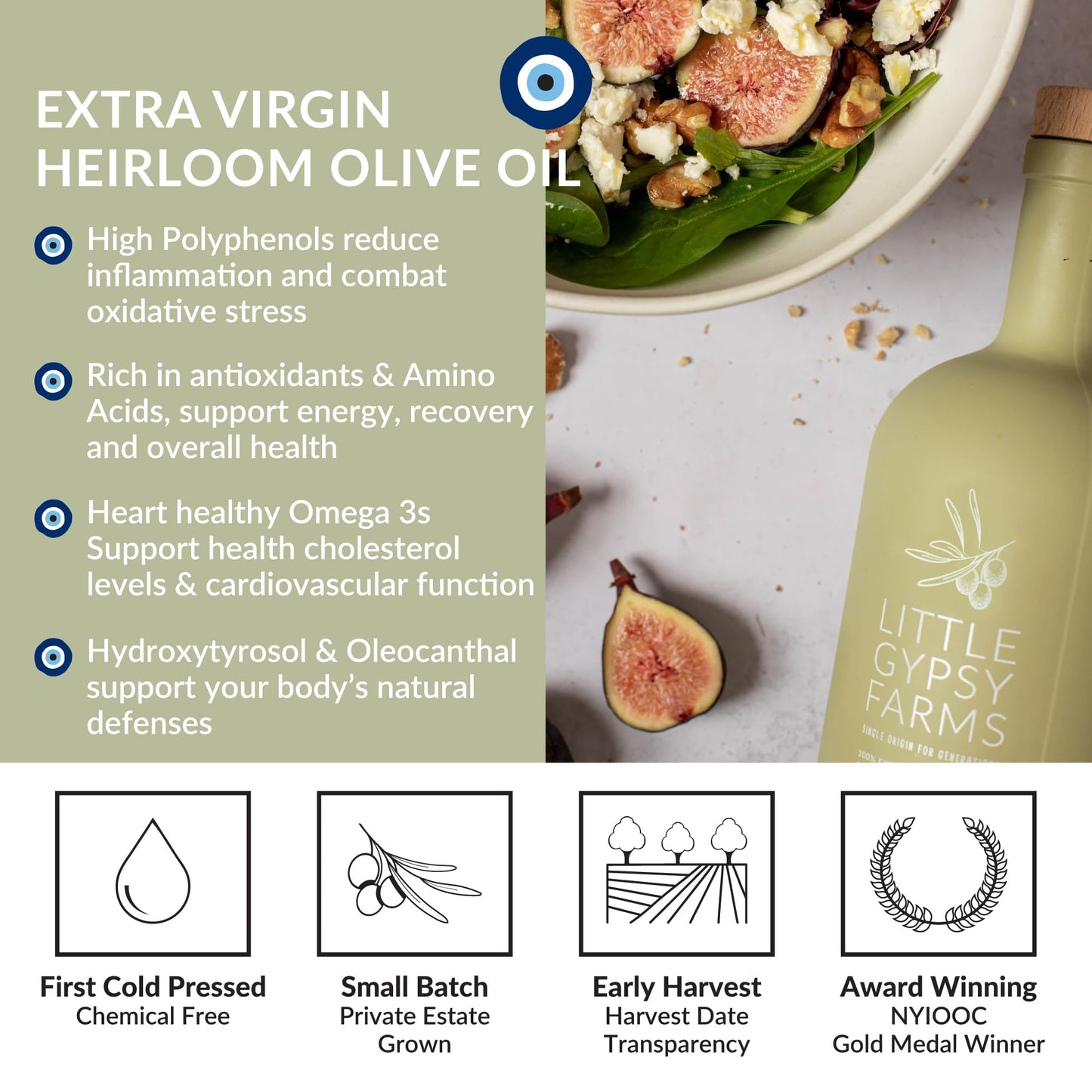 Gypsy Farms Extra Virgin Olive Oil - Heirloom, First Cold-Pressed, 350ml - 2 Pack