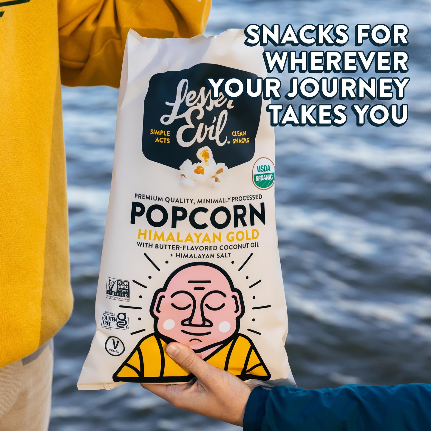 Lesserevil Himalayan Gold Organic Popcorn, 4.6 Oz (Pack of 3), Premium Quality, Minimally Processed, No Vegetable Oil