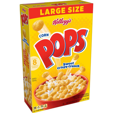 Corn Pops Breakfast Cereal, 8 Vitamins and Minerals, Kids Snacks, Large Size, Original, 14.6oz Box (1 Box)
