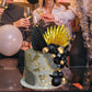 Balls Cake Toppers Palm Leaves Cake Decorations For Birthday Wedding Baby Shower Party Supplies (Black)