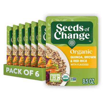 SEEDS OF CHANGE Organic Quinoa & Brown Red Rice with Flaxseed, Microwaveable, 8.5 Ounces, Pack of 6