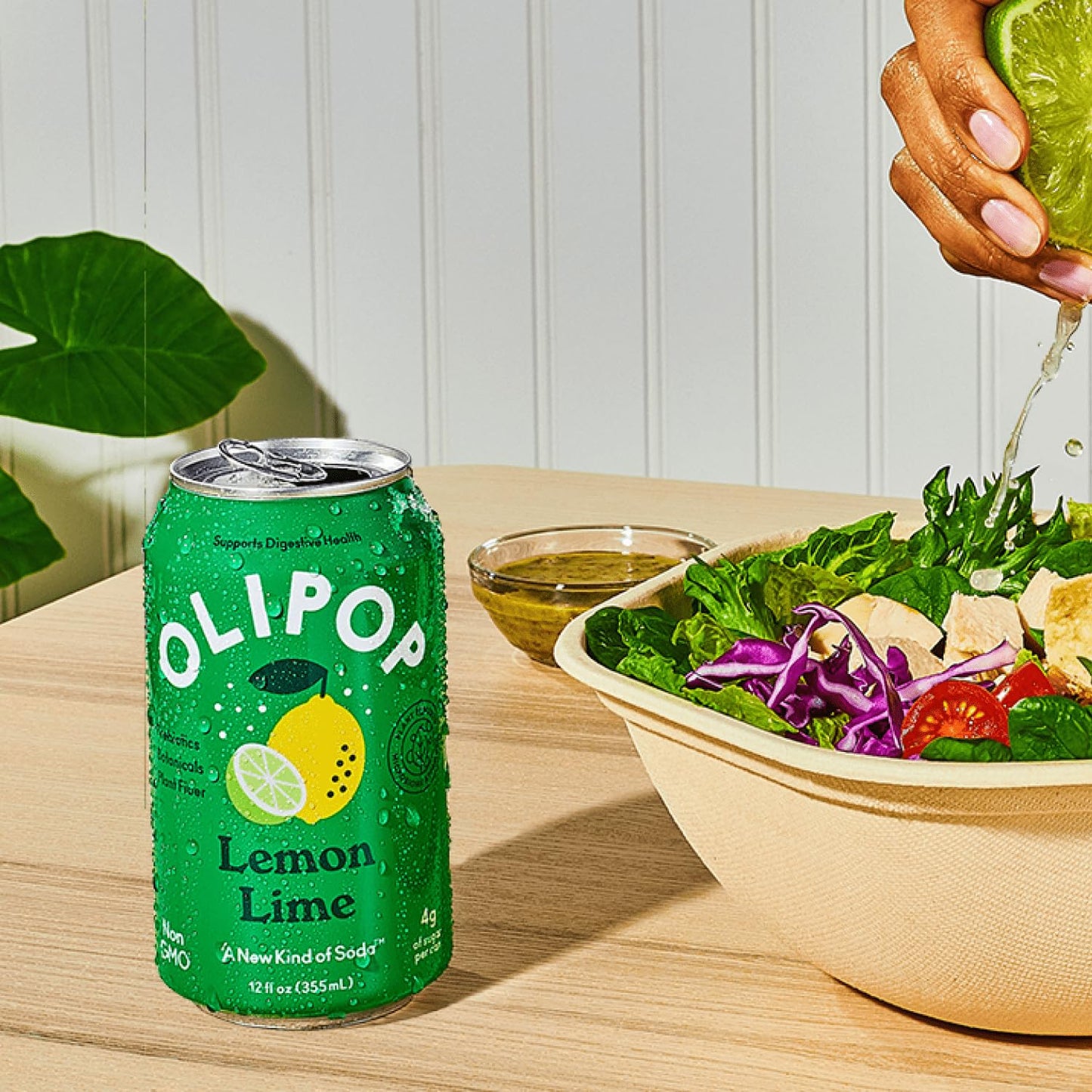 OLIPOP Prebiotic Soda Pop  Lemon Lime  Prebiotics  Botanicals  Plant Fiber  12 fl oz