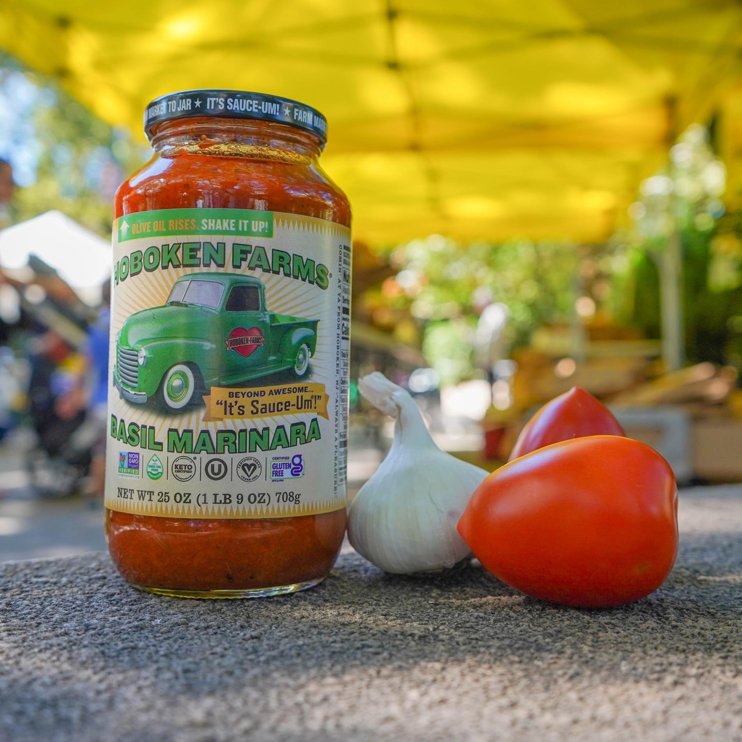 Hoboken Farms Basil Marinara Sauce - No Sugar Added, Low Sodium, Non-GMO, Preservative-Free, Low Carb, Keto - Better For You Pas
