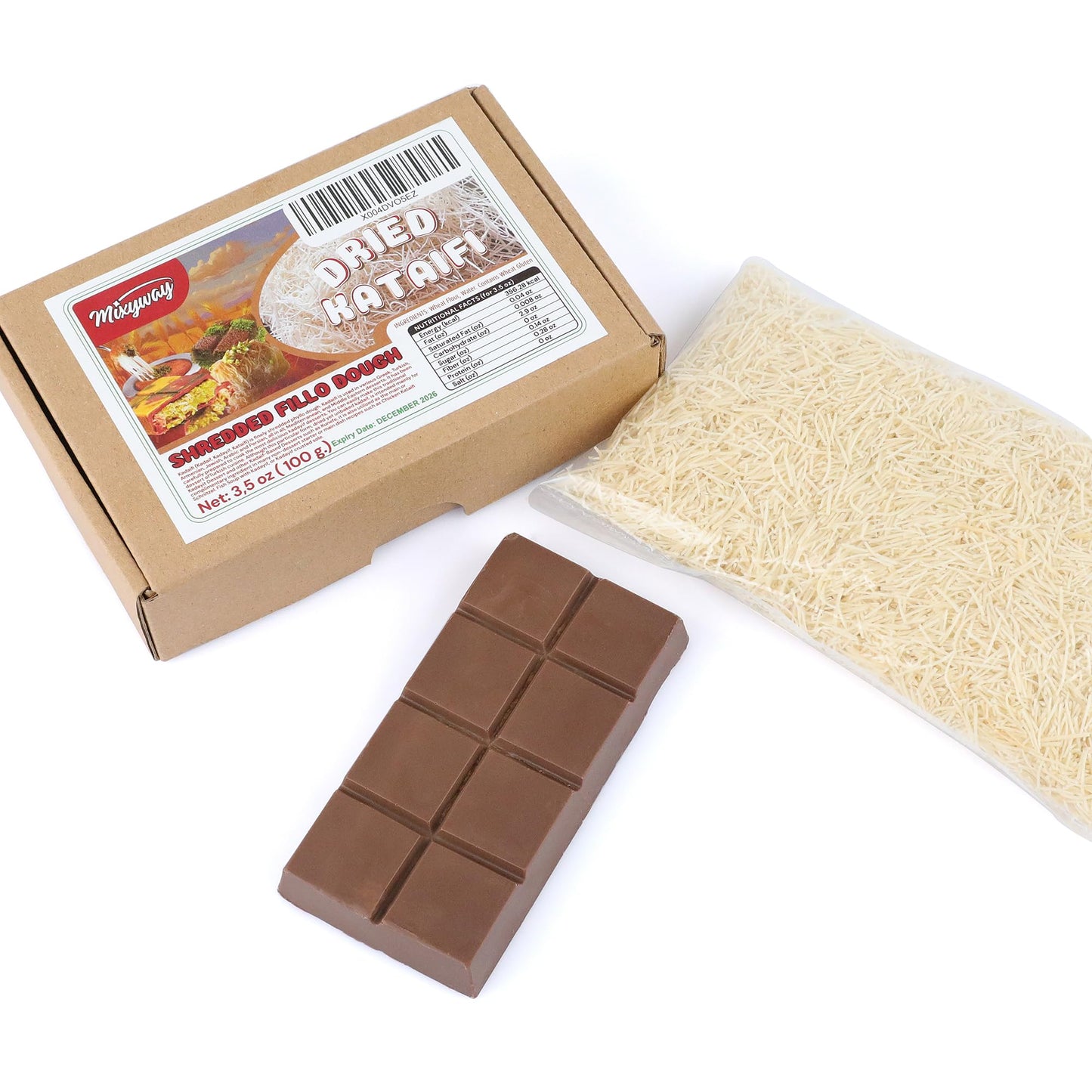 Kataifi Shredded Fillo Dough 3.5 Oz (100 Gr.) For Dubai Chocolate Bar Pistachio, Kadayif For Knafeh Pistachio Chocolate Bar Past