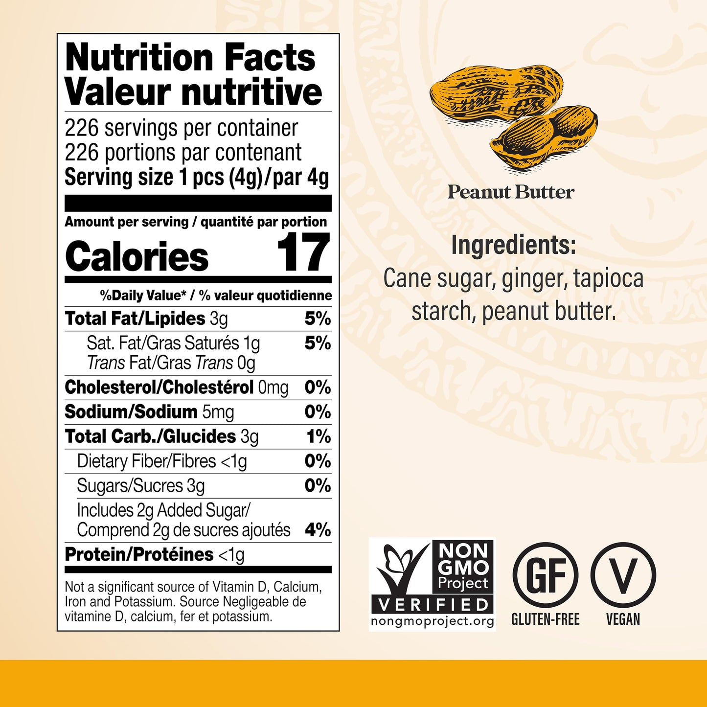 Chimes Peanut Butter Ginger Chews Candy, 1 lb Bag - Chewy & Delicious Treats for Snacking, Baking, or Gifting