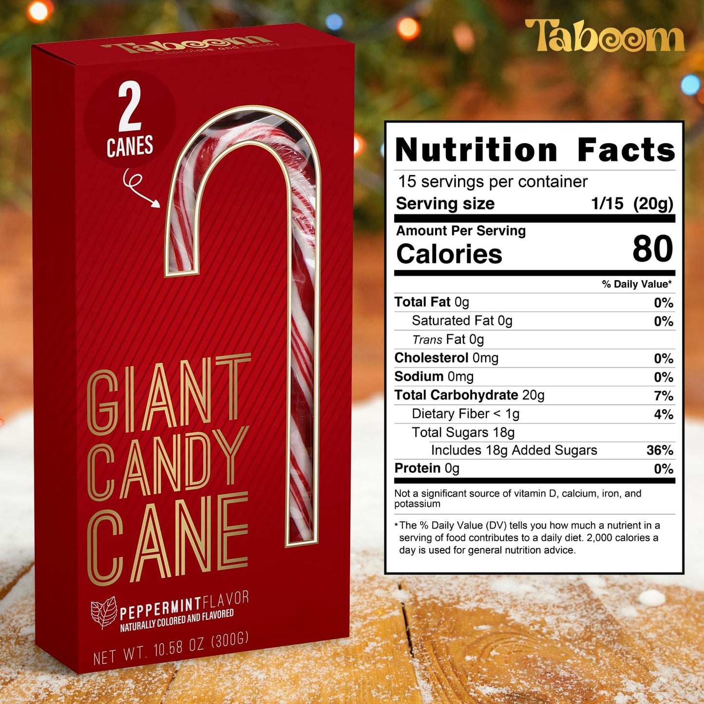 Giant Candy Cane Sticks 2 Pack Gift box - 10 Inch Individually Wrapped Christmas Candy Peppermint Flavor For Stocking Fillers, H