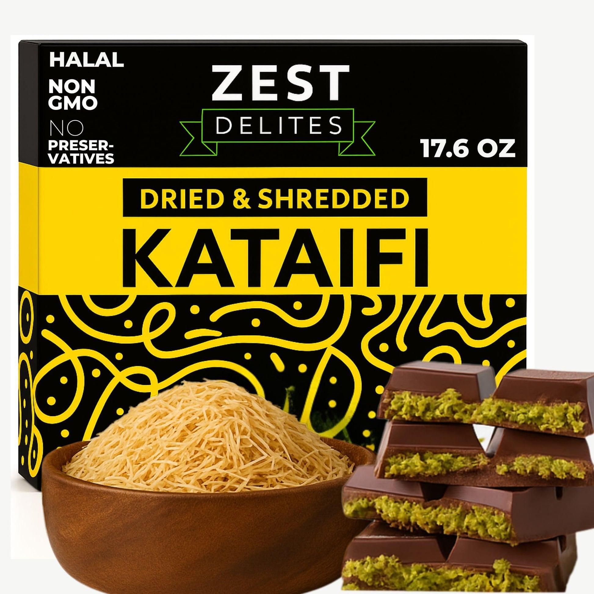 Kataifi Shredded Fillo Dough By Zest Dprofessionals  Dried Kadayif For Dubai Chocolate Kit  Knafeh & Kunafa  Kadayif Shredded Phyllo Dough  Kataifi Pastry For Middle Eastern Desserts  17.64 Oz (500G)