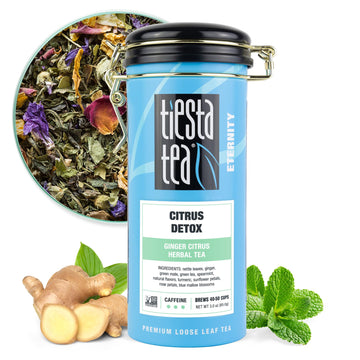 Tiesta Tea Ginger Citrus Herbal Tea Loose Leaf 3oz Tin Brews 50 Cups Caffeine-Free