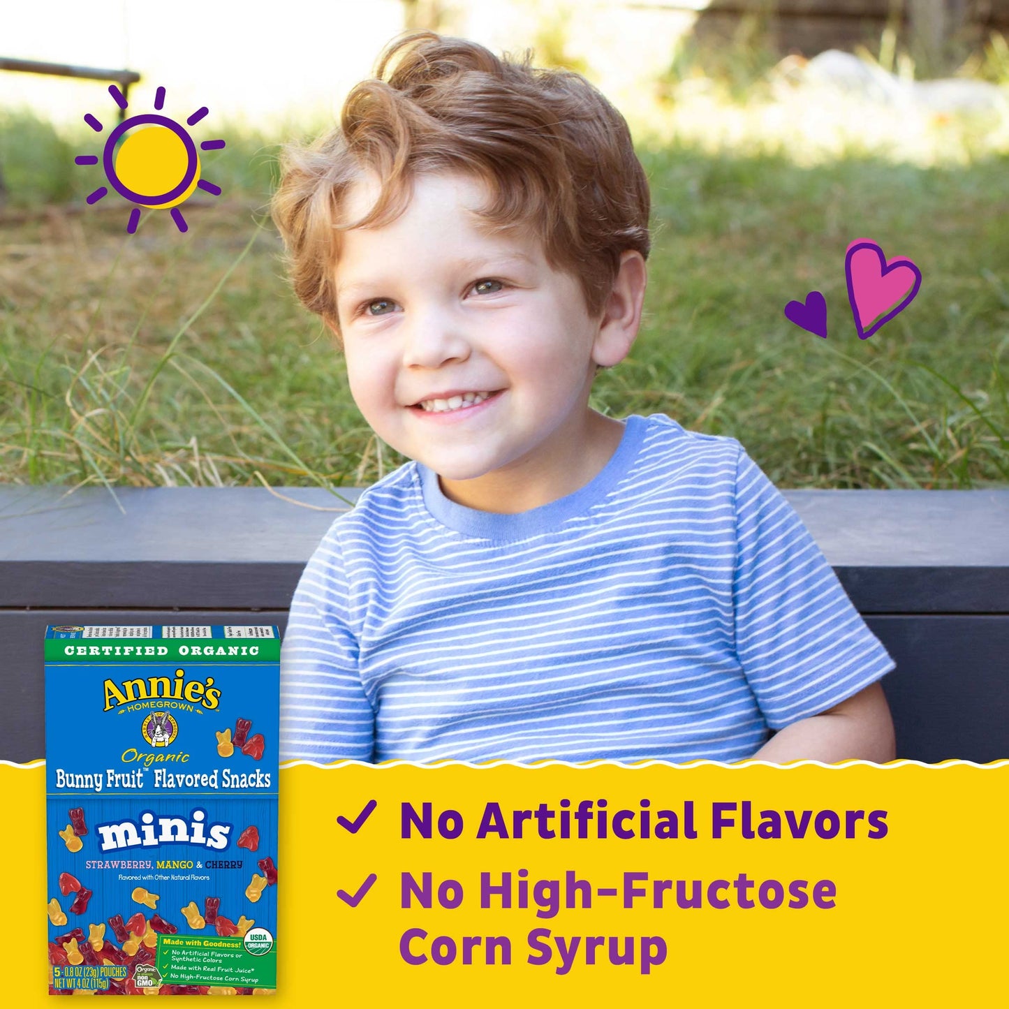 Annie'S Organic Mini Bunny Fruit Flavored Snacks, Strawberry, Mango & Cherry, Gluten Free, 5 Pouches, .8 Oz