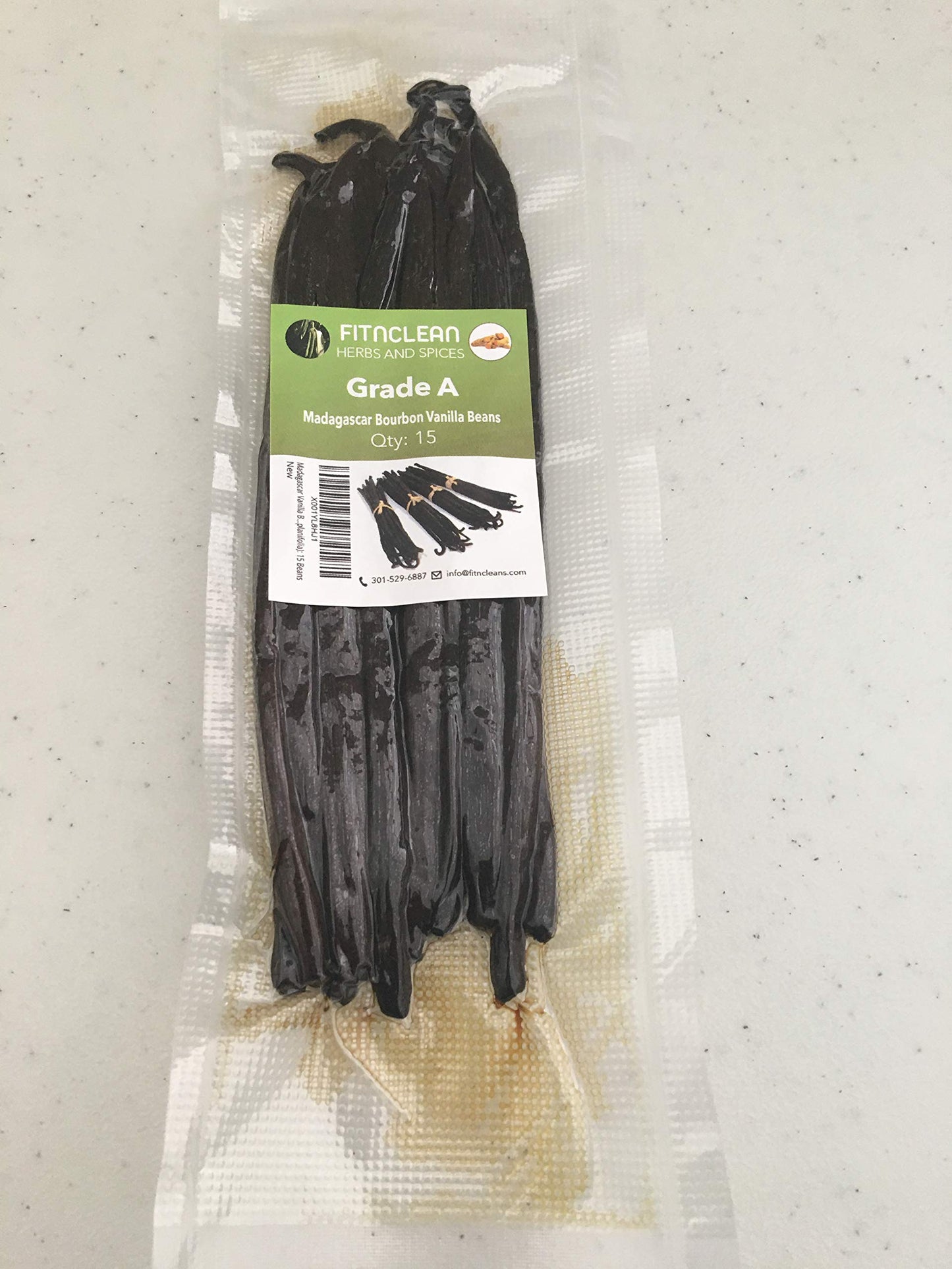 FITNCLEAN VANILLA Organic Madagascar Vanilla Beans, 15 Count, 6-7.5 Bulk spirit-inspired flavor, Certified USDA Organic, NON-GMO Whole Pods