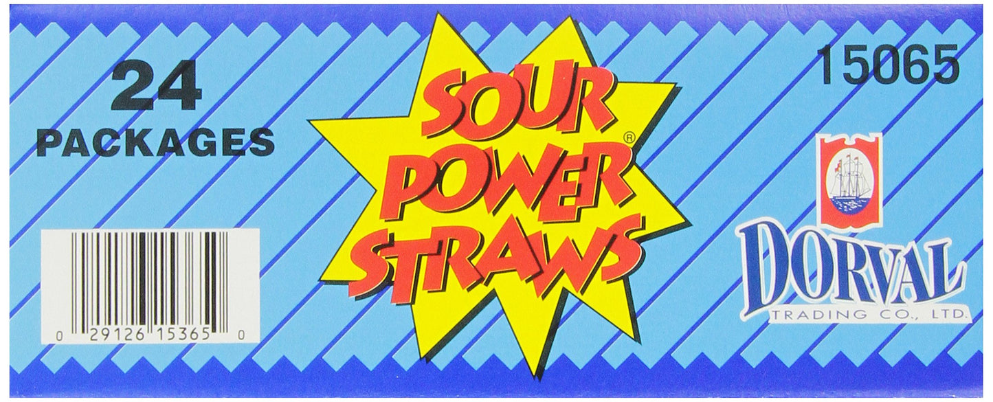 Sour Power Candy Straws, Blue Raspberry, 24-Count, 1.75 Ounce (Pack Of 24) (1)