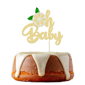 1Pc Lemon Oh Baby Cake Topper Gold Glitter Fruit Theme Oh Baby Lemonade Party Cake Decorations For Lemon Theme Baby Shower Kids