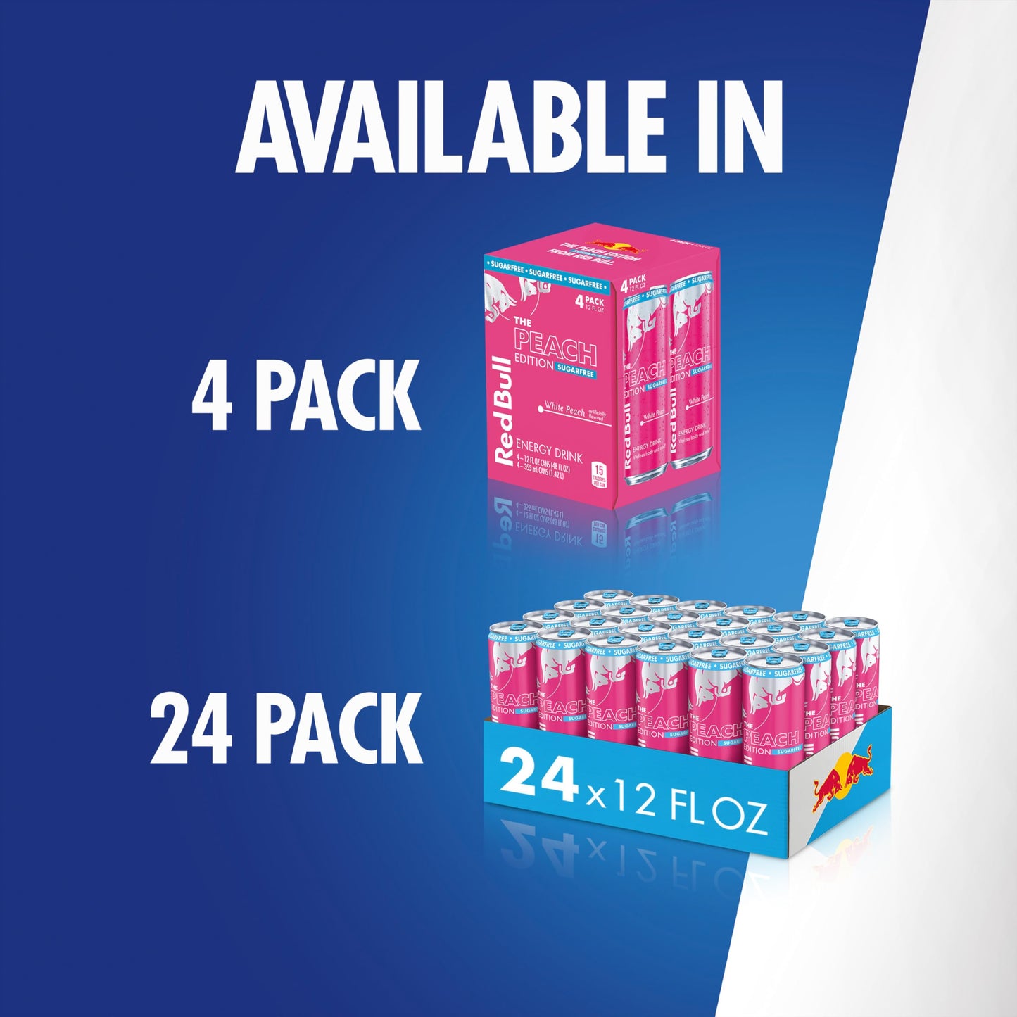 Red Bull Sugar-Free White Peach Summer Edition Energy Drink  with 114mg Caffeine plus Taurine & B Vitamins  12 Fl Oz  Pack of 24 Cans