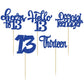 Gyufise Cupcake Toppers 30Pcs Deep Blue Glitter Paper for 13th Birthday Party Decorations