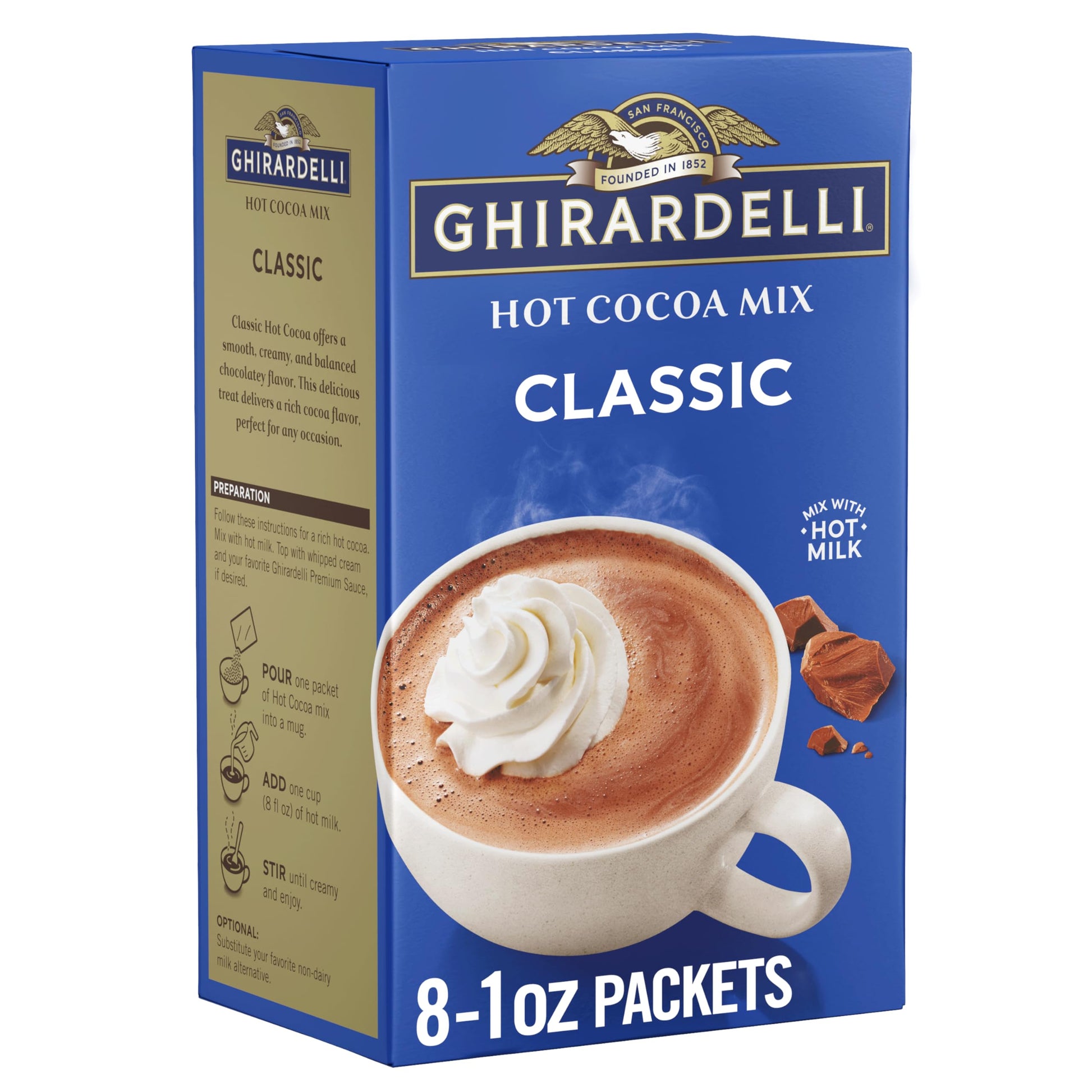 Ghirardelli Classic Hot Cocoa Mix - Rich And Creamy Top-Grade Hot Chocolate Made With Top-Grade Cocoa  8 Single-Serve 1 Oz Packets