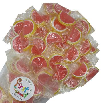 Jelly Fruit Slices Gummy Candy Individually Wrapped (Pink Grapefruit, 1 Pound)