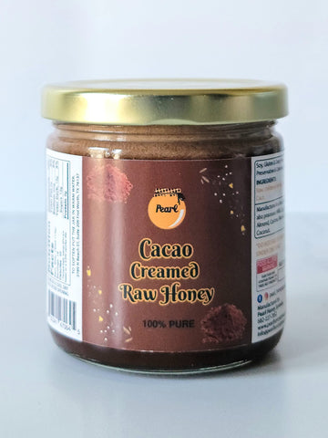 Pearl Honey Spreads - Organic Cacao Chocolate Flavored Creamed Raw Honey - Chemical Free, Soy Free & 100% Natural Raw Honey | 8.