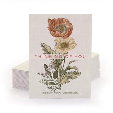 Bentley Classic Vintage Art Poppy Packets, Thinking Of You Flanders Corn Seeds, Thoughtful Illustrated Flower Design, Eco-Friend