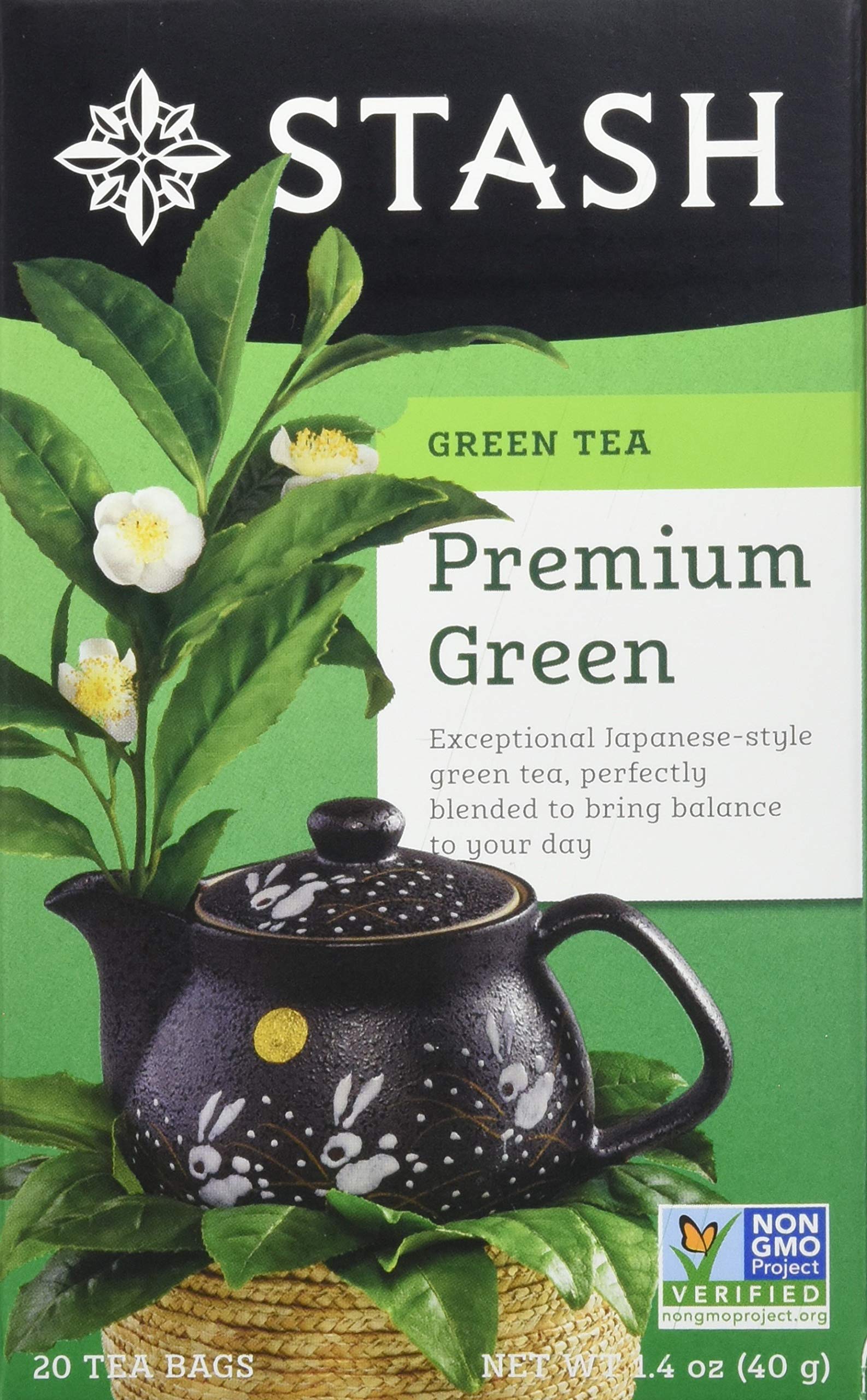 Stash Premium Green Tea Bags, 20 Count Box, Pack of 6, Model 08229
