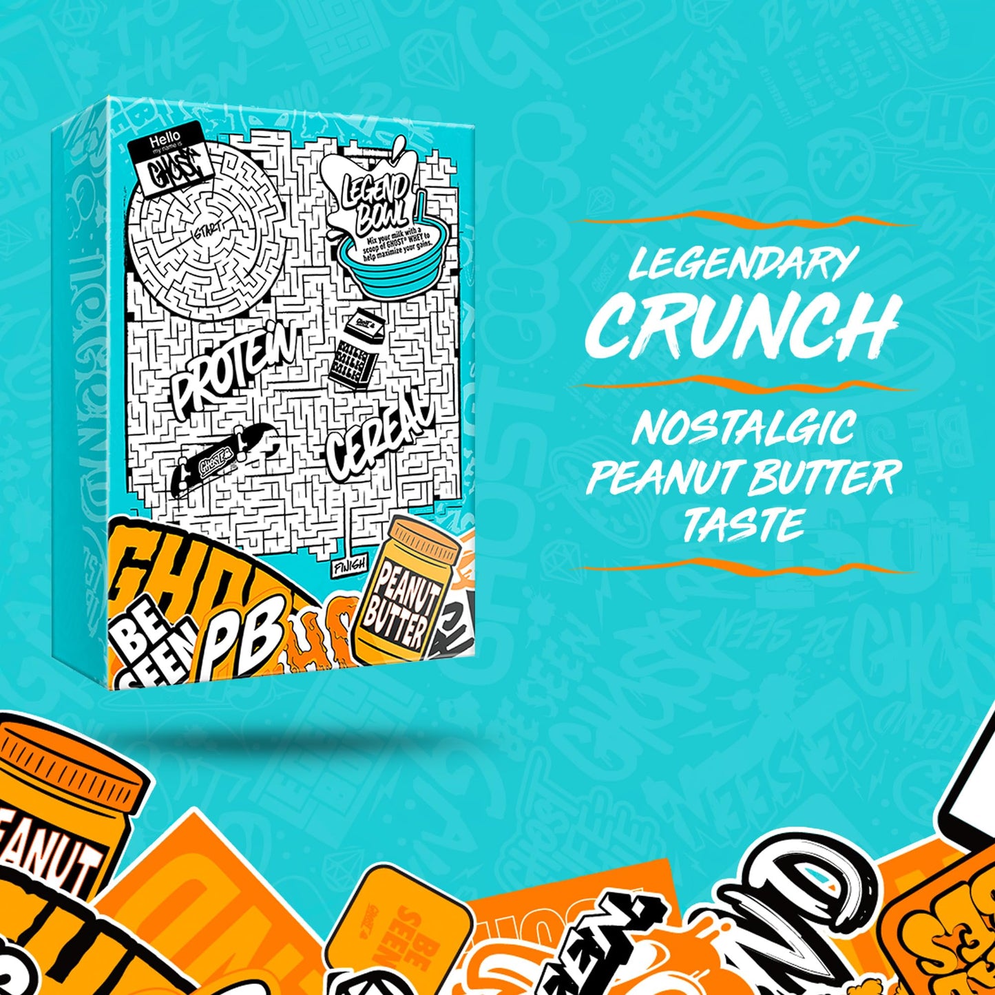 Ghost Protein Cereal, Peanut Butter Flavor (3-Pack) - Crunchy Peanut Butter Cereal Puffs - 18G Protein, Good Source Of Calcium -