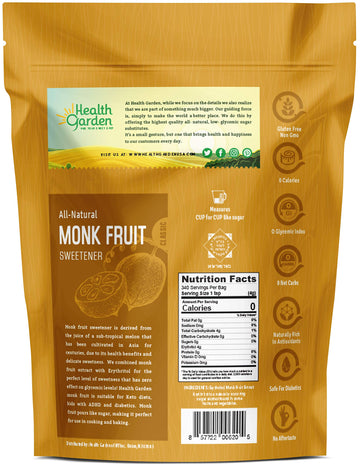 Health Garden Monk Fruit Sweetener, Classic - Non GMO - Gluten Free - Sugar Substitute - Kosher - Keto Friendly (9.75 Pounds (1