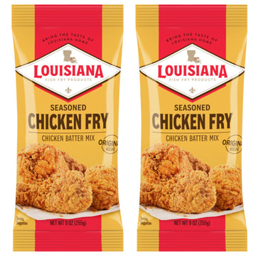 Louisiana Fish Fry Seasoned Chicken Fry Batter Mix 9 Oz. (Pack Of 2) - Crispy Southern Batter Mix For Fried Chicken - Delicious And Convenient Coating Filled With Cajun Flavor - Easy To Make Recipe - Just Add Water