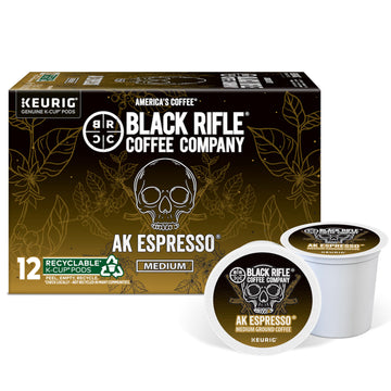 Black Rifle Coffee Company AK Espresso K-Cups, Medium Roast, 12 Count, Compatible with Keurig 1.0 & 2.0, Made from Arabica Beans