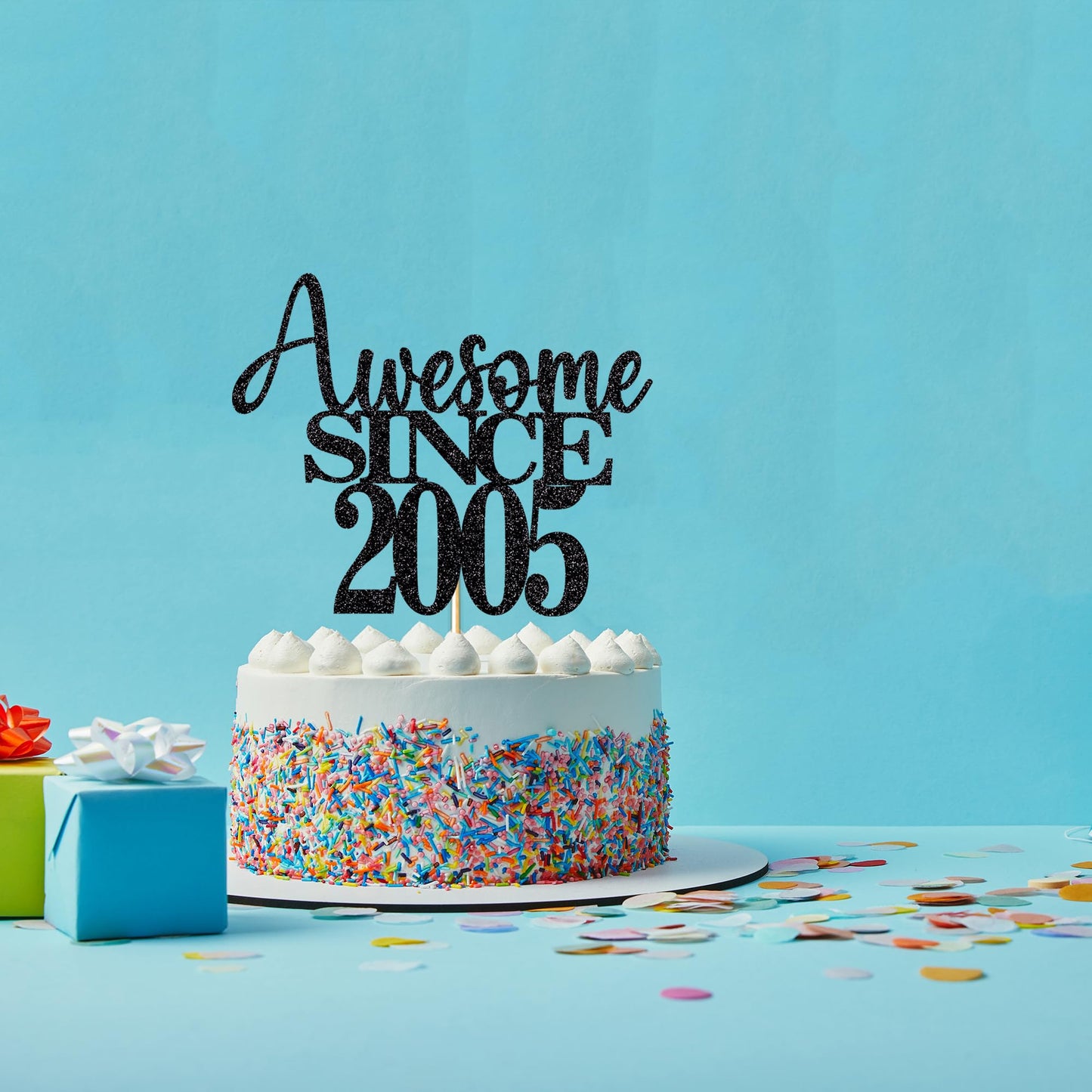 19Th Awesome Since2005 Cake Topper Cheers To 19 Years Birthday Cake Pick 19 Fabulous Cake Decoration For Happy 19Th Birthday Ann