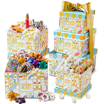 Gift Basket, Gift Tower, Candy Gift Box, Assortment Tray- Men, Women, Children Kids & Families- Bonnie and Pop (Birthday)