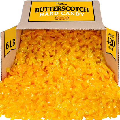 A Great Surprise Butterscotch Hard Candy - 6 Pounds - Individually Wrapped Butter Scotch Buttons Candies - Bulk Yellow Treats Fo