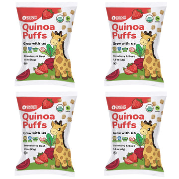 Awsum Snacks Strawberry Baby Puffs (4 Bags 1.5Oz Bags) - Happy Healthy Baby Snack - Natural Plant Based Puffed Snacks - Kosher N