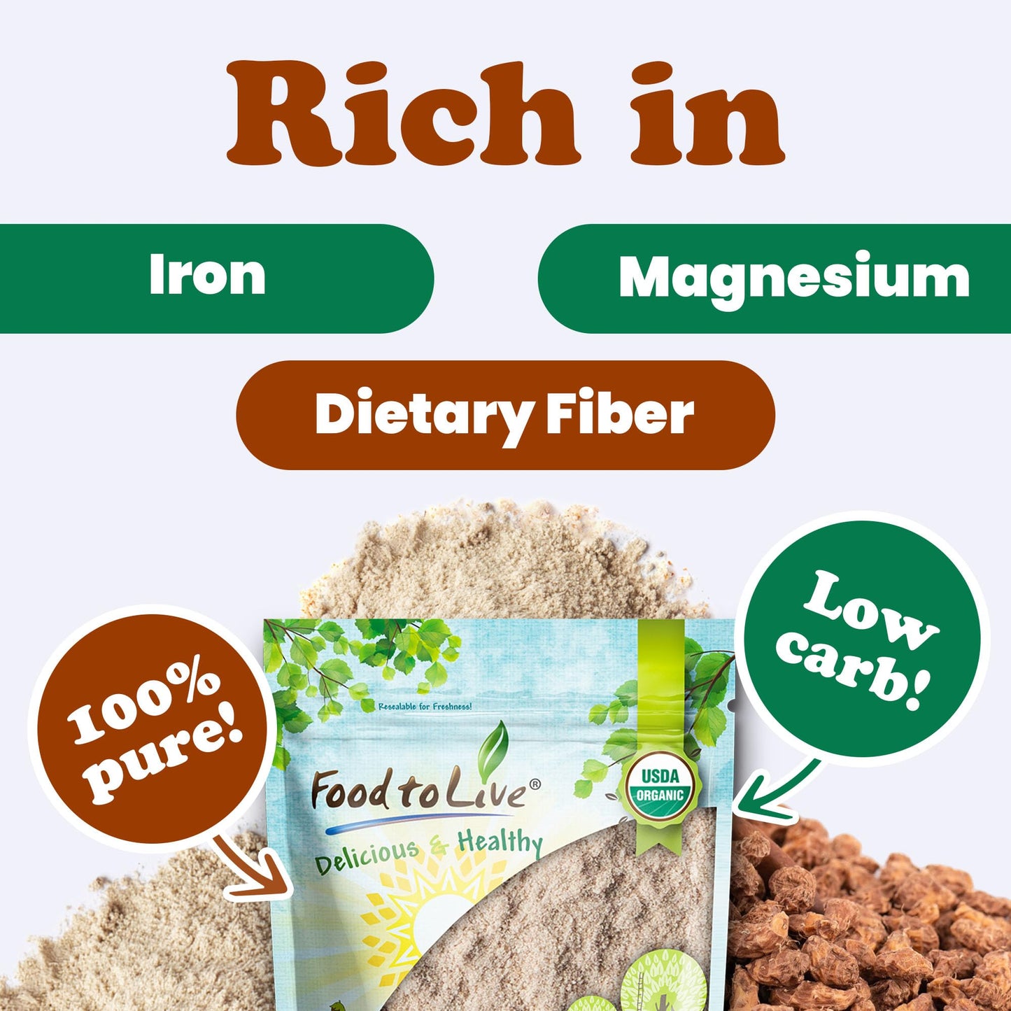 Food to Live Organic Tigernut Flour, 7 Pounds - Nut-Free, High Fiber, Low Carb, Ideal for Baking and Smoothies, Keto and Vegan F