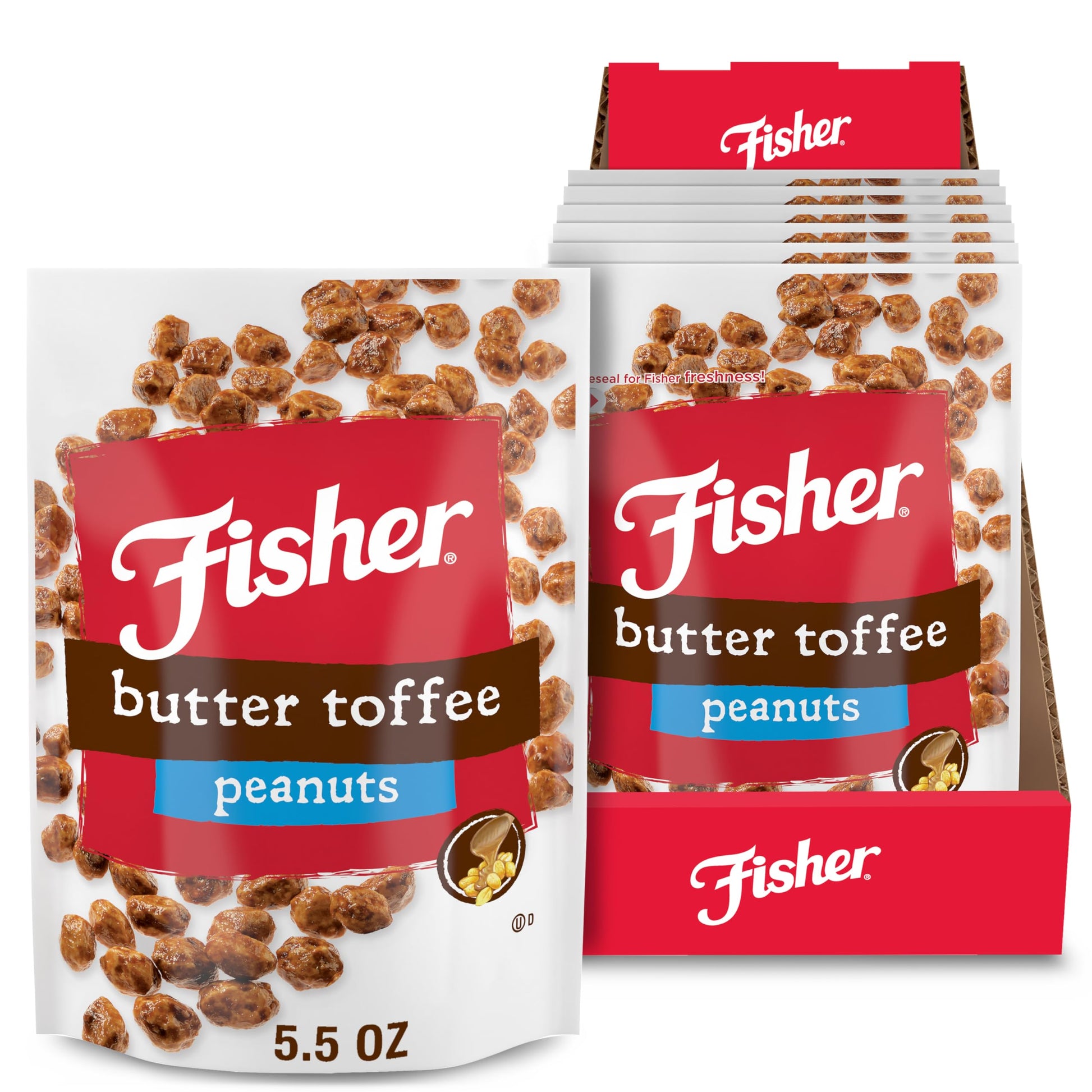 Fisher Snack Butter Toffee Peanuts, 5.5 Ounces (Pack of 6), No Artificial Colors or Flavors