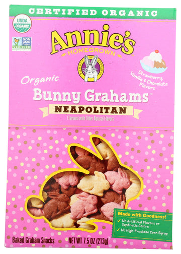 Annie'S Homegrown Organic Neapolitan Flavored Bunny Graham, No Synthetic Preservatives, 7.5 Ounces (Pack Of 12)