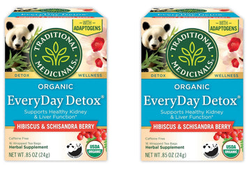 Traditional Medicinals Tea  Organic Everyday Detox Schisandra Berry  Supports Healthy Liver Function  Detox  16 Tea Bags (Pack of 2)