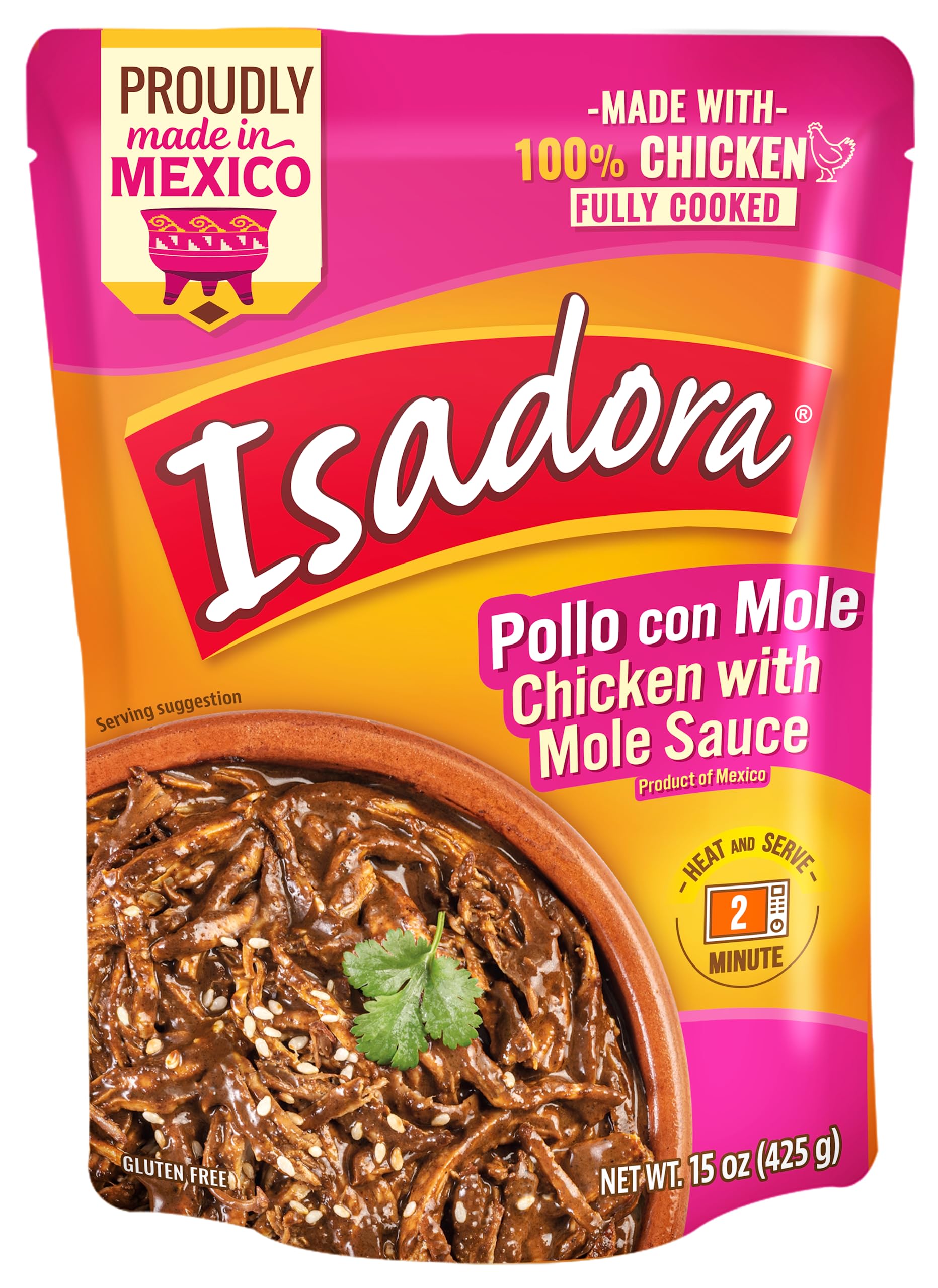 Isadora Fully Cooked Pollo Con Mole 15 Oz, Ready-To-Eat, No Refrigetarion Needed