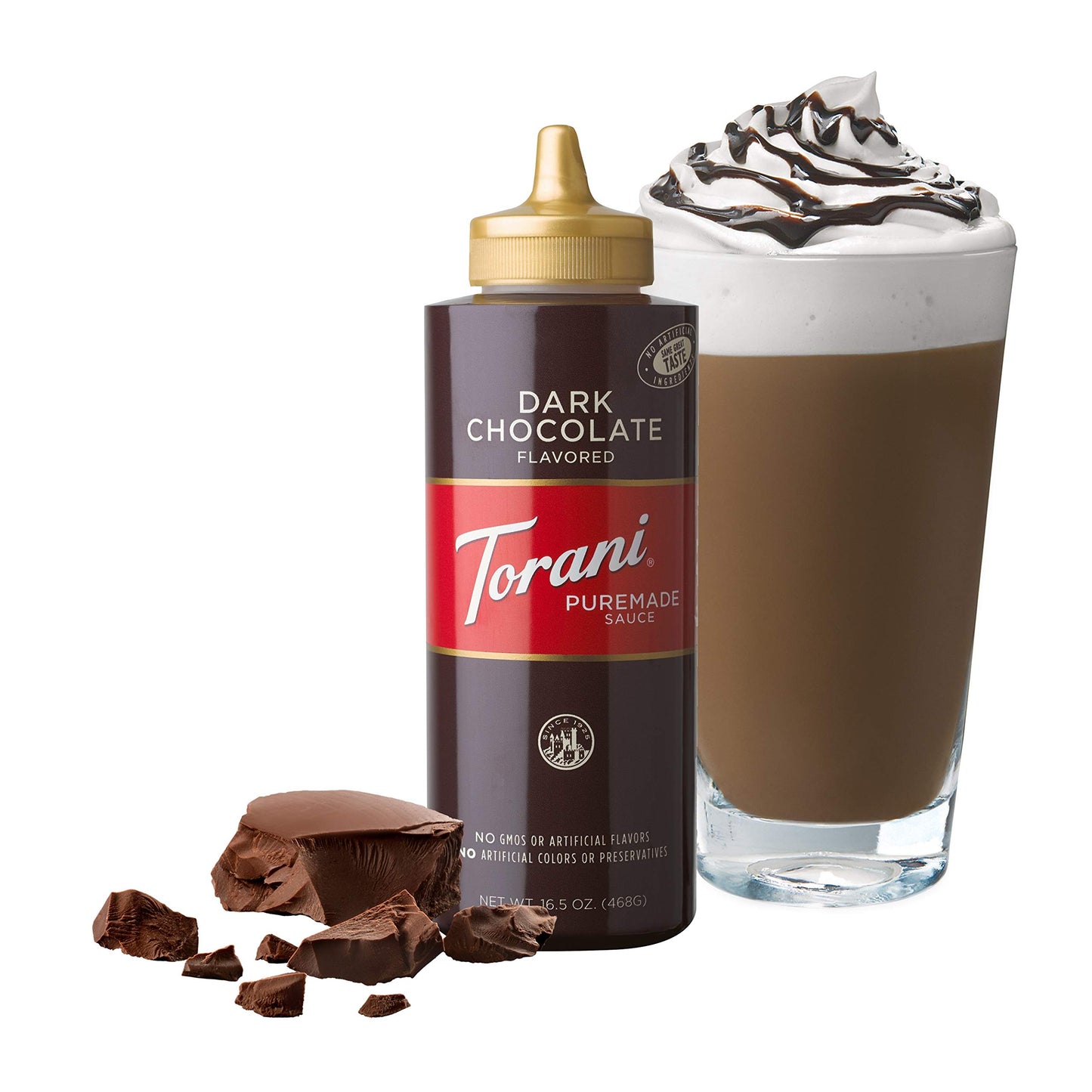 Torani Puremade Sauce, Dark Chocolate, 16.5 Ounces (Pack Of 4)